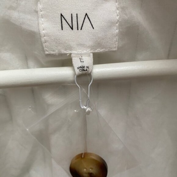 NEW NIA felix blazer in cream linen black stripe size L - Picture 9 of 9